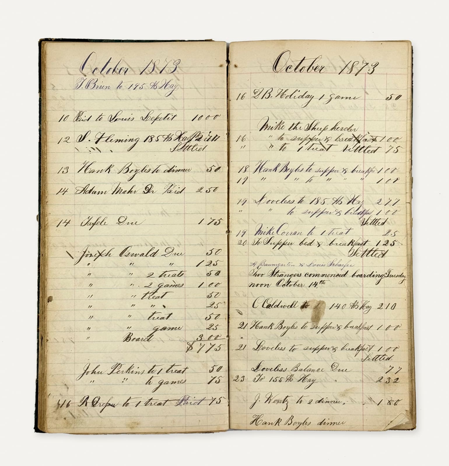 [Meyer's Hotel], Daybook of a Short-Lived, Gold-Rush Hotel in El Dorado County, CA, 1871-78