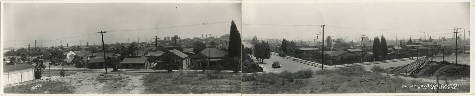 Luckhaus Studio, Panorama showing the future site of the Estrada Courts Housing Project, 1941