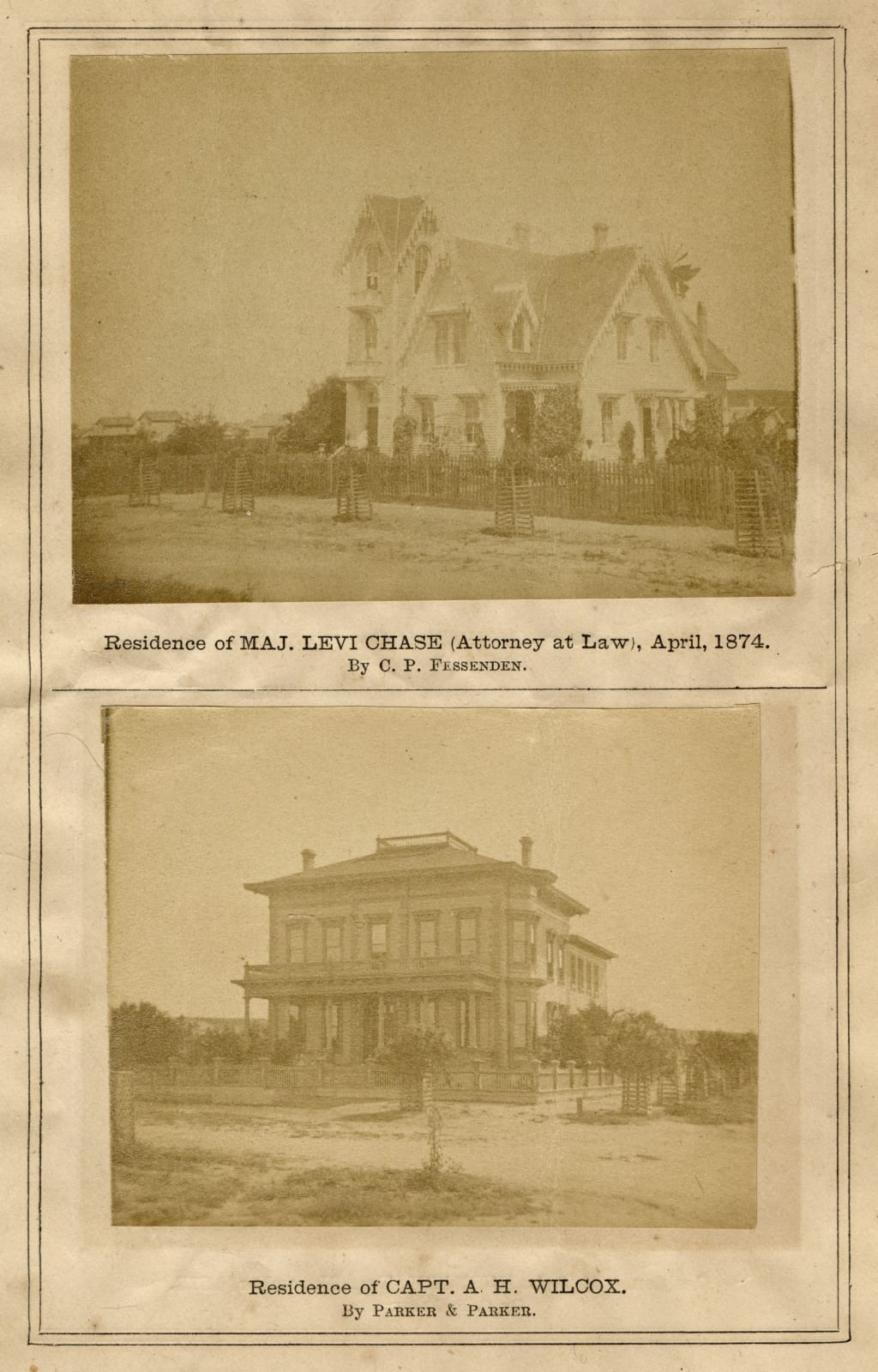 C. P. Fessenden / Parker & Parker, Photographic Segment from an Early Business Directory Published by The San Diego Daily Union, 1874