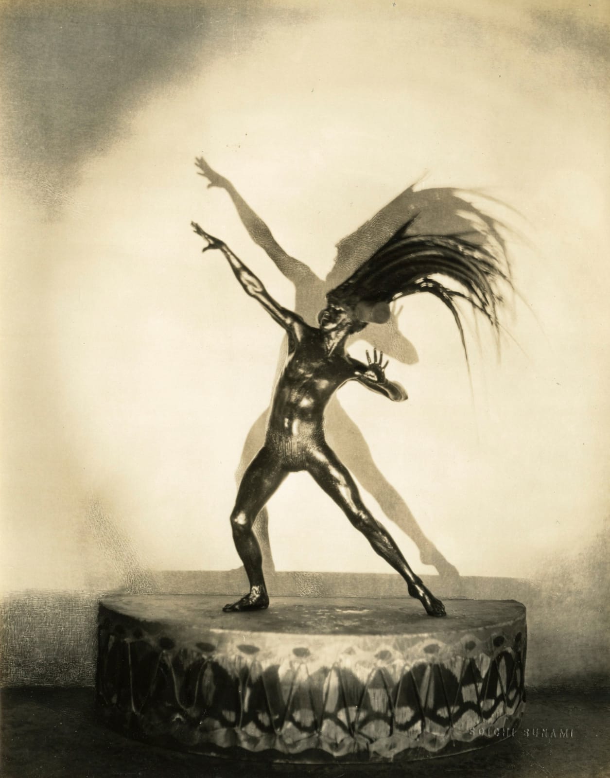 Soichi Sunami, Jacques Cartier Performing His "Voodoo Dance" Atop a Giant Drum, c. 1927