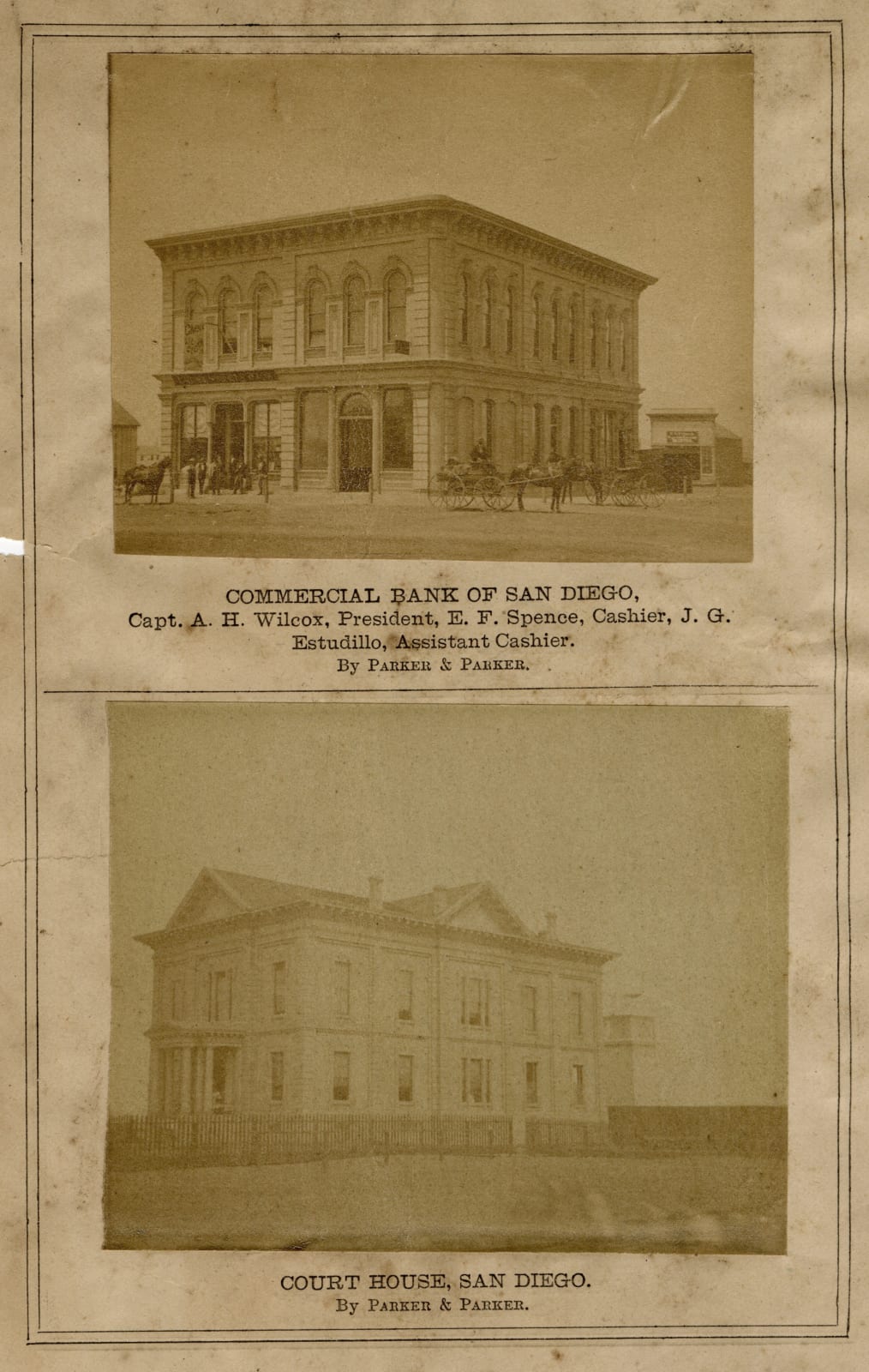C. P. Fessenden / Parker & Parker, Photographic Segment from an Early Business Directory Published by The San Diego Daily Union, 1874