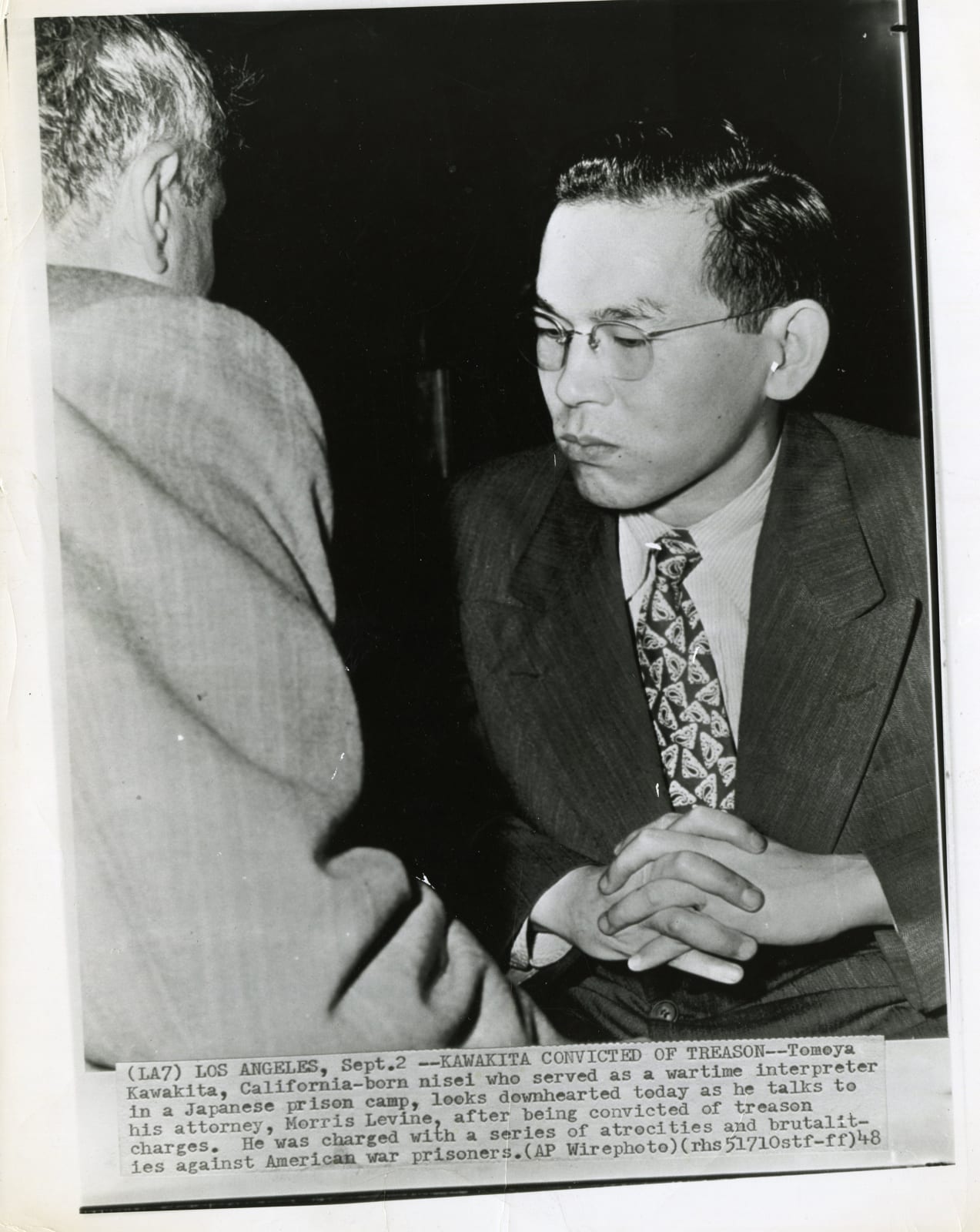 Unknown (Various Press Agencies), Photographs of Tomoya "Meatball" Kawakita, an alleged "War Criminal," convicted of treason for acts committed in Japan during WWII, c. 1950