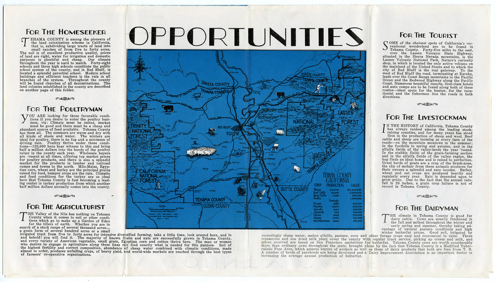 [Tehama County], Travel Brochure with Large Photo Collage, 1928