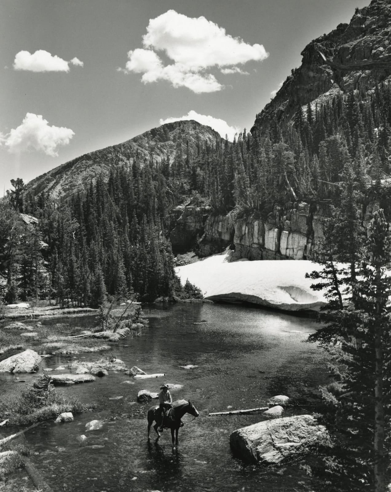 Union Pacific Railroad, Crossing on Horseback, c. 1960