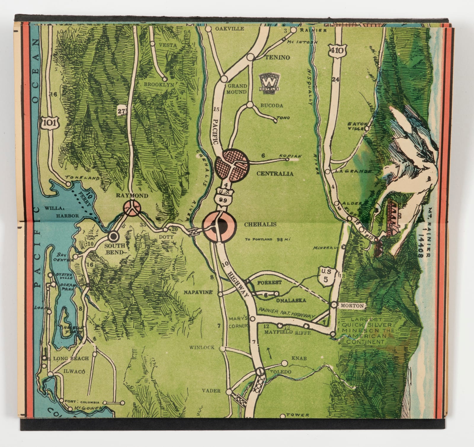 Aristocrat, Inc., Sprawling, 16 Foot Strip Map of the West Coast from Vancouver to Tijuana, 1931