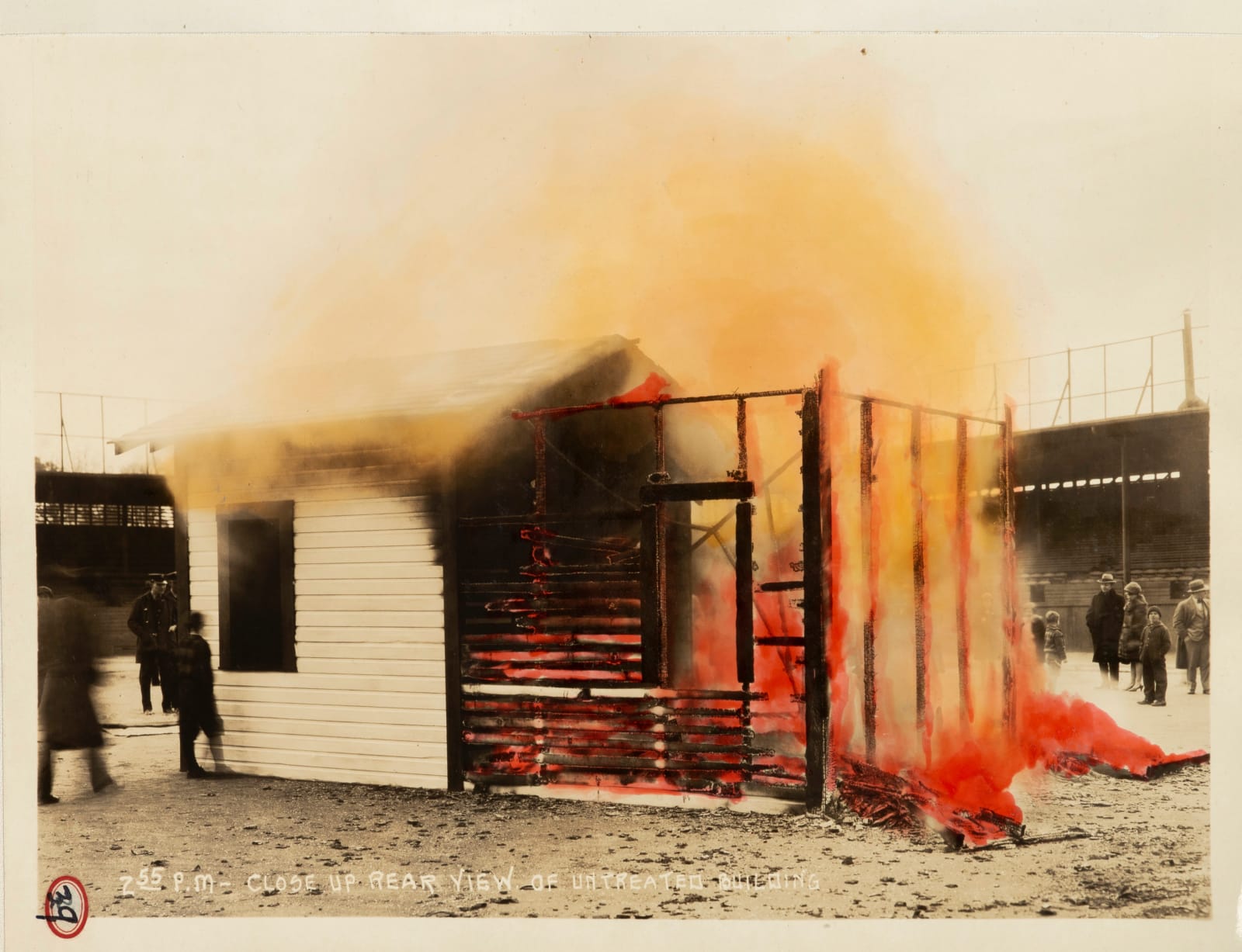 [Arthur P. Allen—Fire Proof Lumber], Company album demonstrating the resilience of Fire-Proof lumber, depicted in a 12-image sequence of “the most unique Fire Test ever made”, 1926
