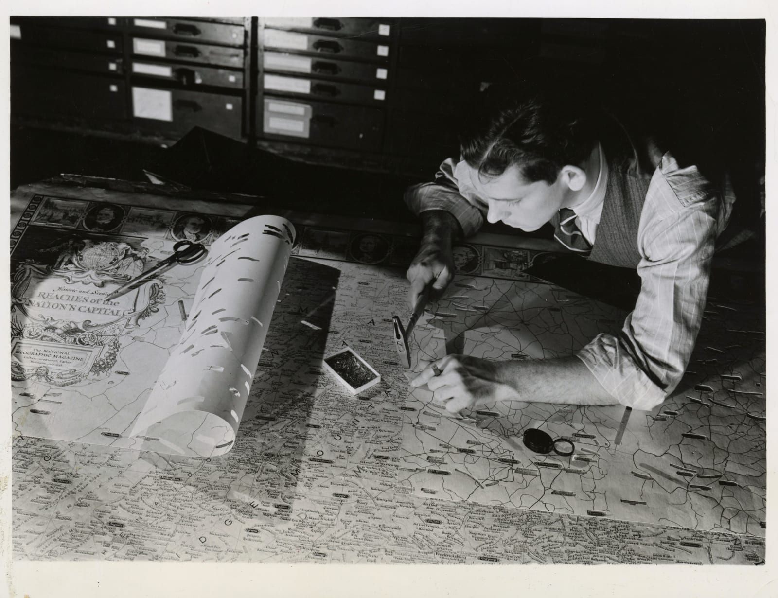 [Map-Making], Five Photos Showing the National Geographic Society's Cartographic Endeavors, 1941