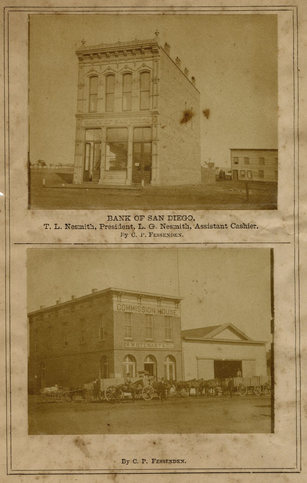C. P. Fessenden / Parker & Parker, Photographic Segment from an Early Business Directory Published by The San Diego Daily Union, 1874