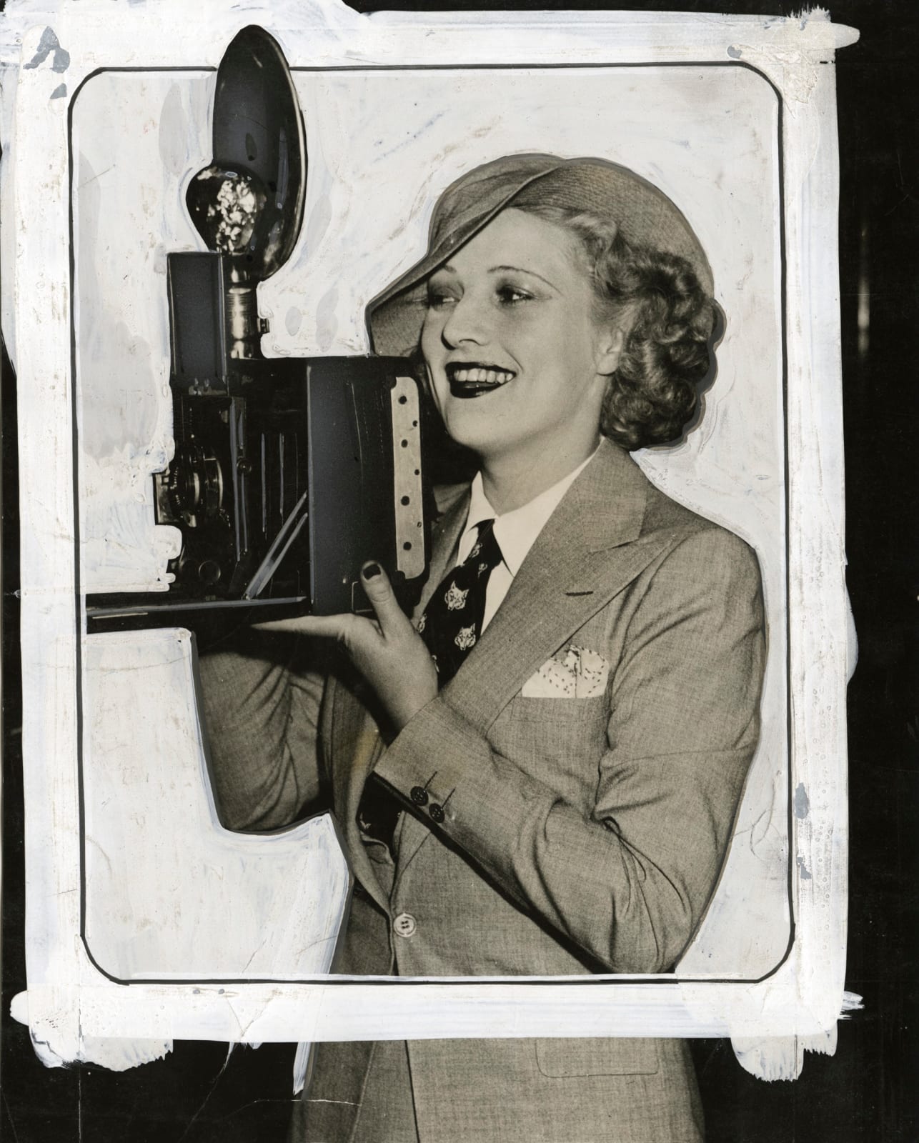 [Painted Press Photo], Margaret Graham with Camera, 1930s