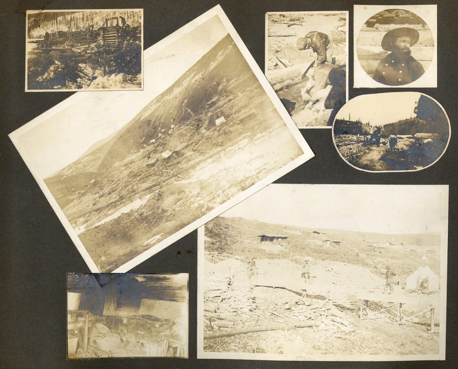 [Klondike Gold Rush], Collaged Photos of Early Yukon Scenes, 1900s
