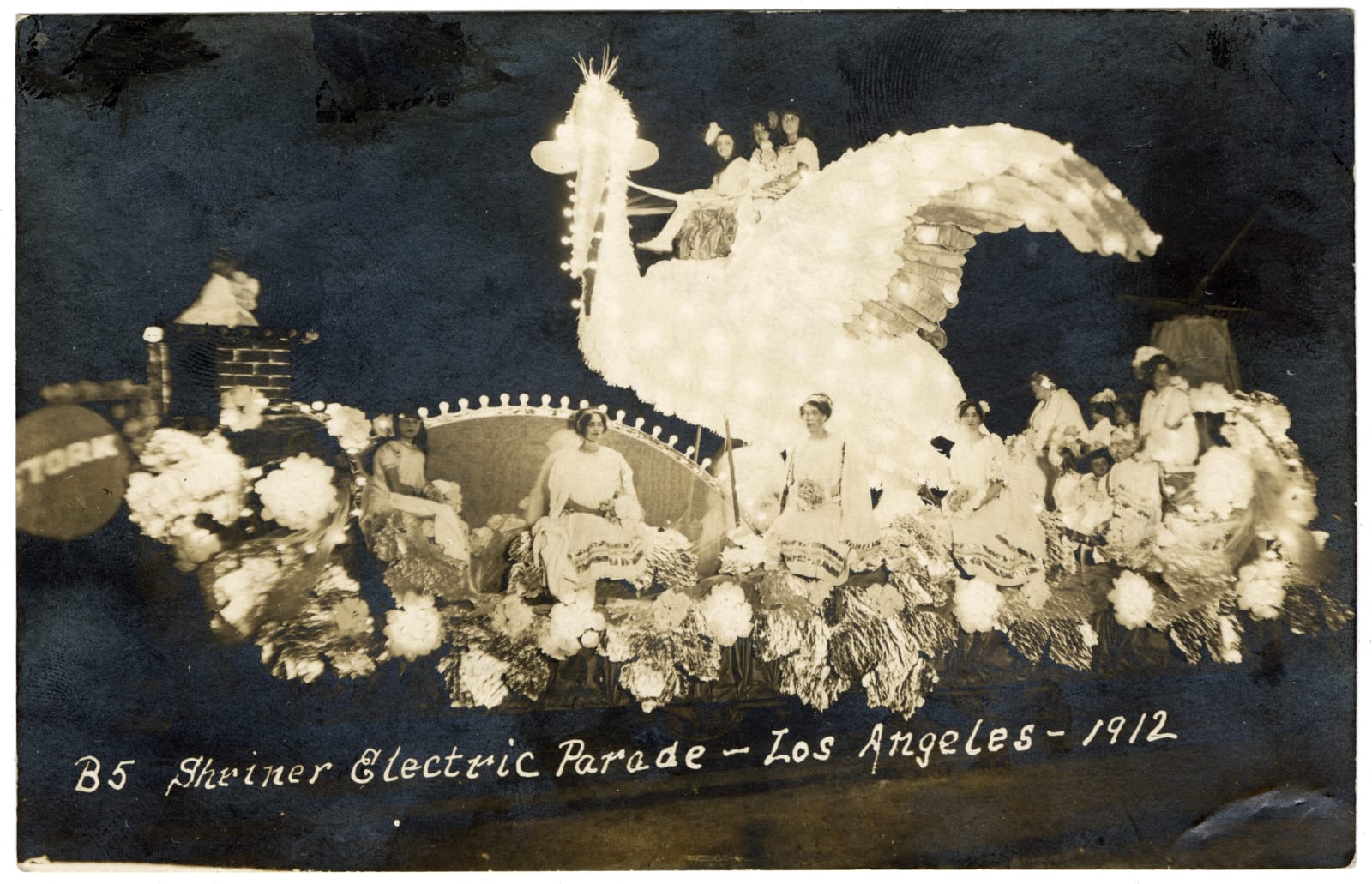 Prince Studio, et al., Real-Photo-Postcards chronicling the Shriner's Electric Parade in Los Angeles, 1912