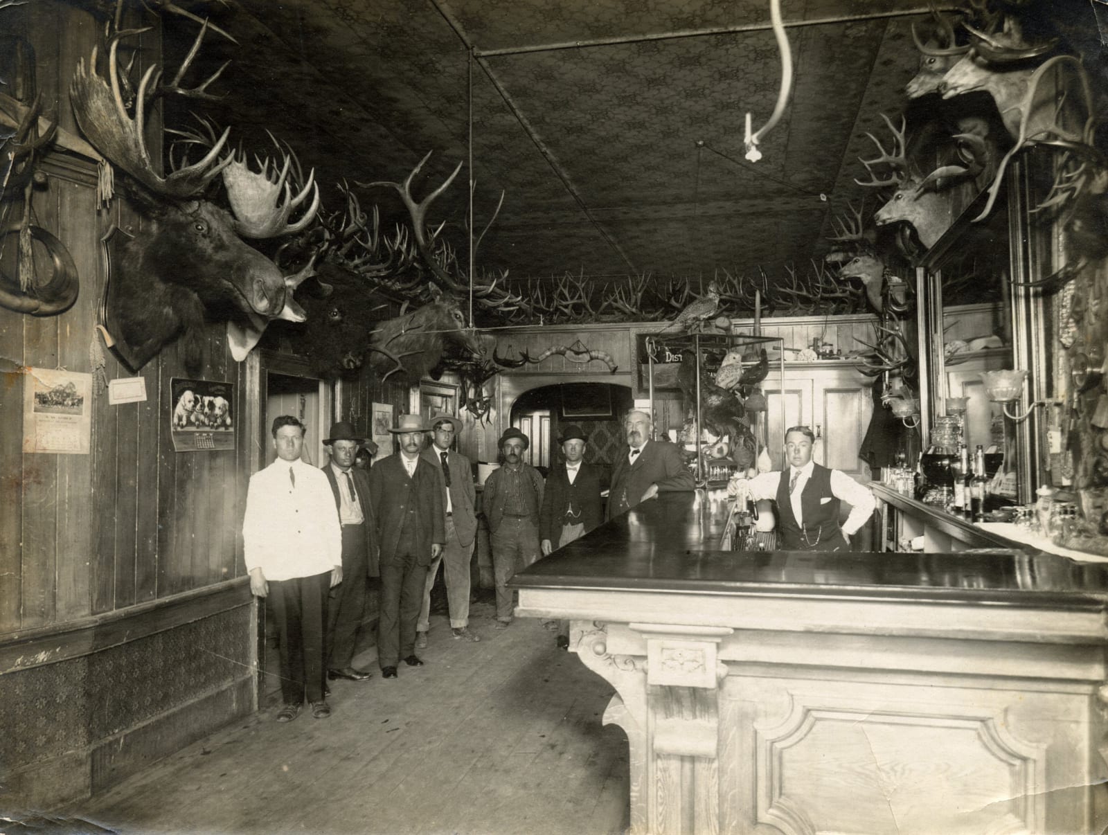 [Fisher Saloon], Interior Shot of a Legendary Nevada Watering Hole and its Infamous Propriator, 1900s