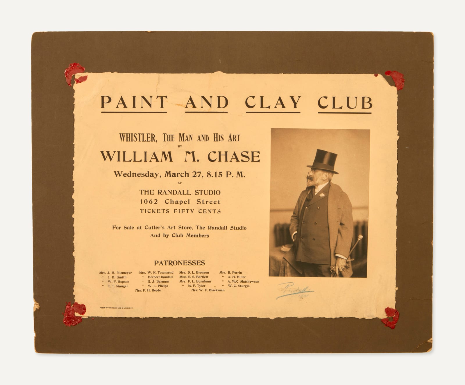 Randall Studio, Photographically-Illustrated Broadside Advertising a Lecture on Whistler by W.M. Chase, c. 1901