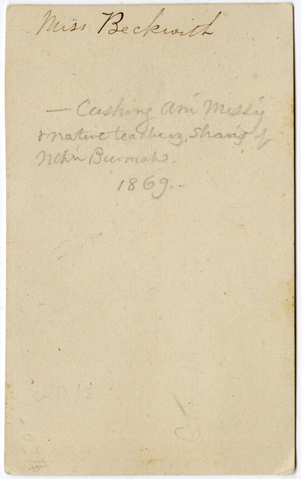 Unknown, Carte-de-visite of Josiah Nelson Cushing, a notable American missionary, with 3 "Native teachers" of Shan, northern Burma, 1869