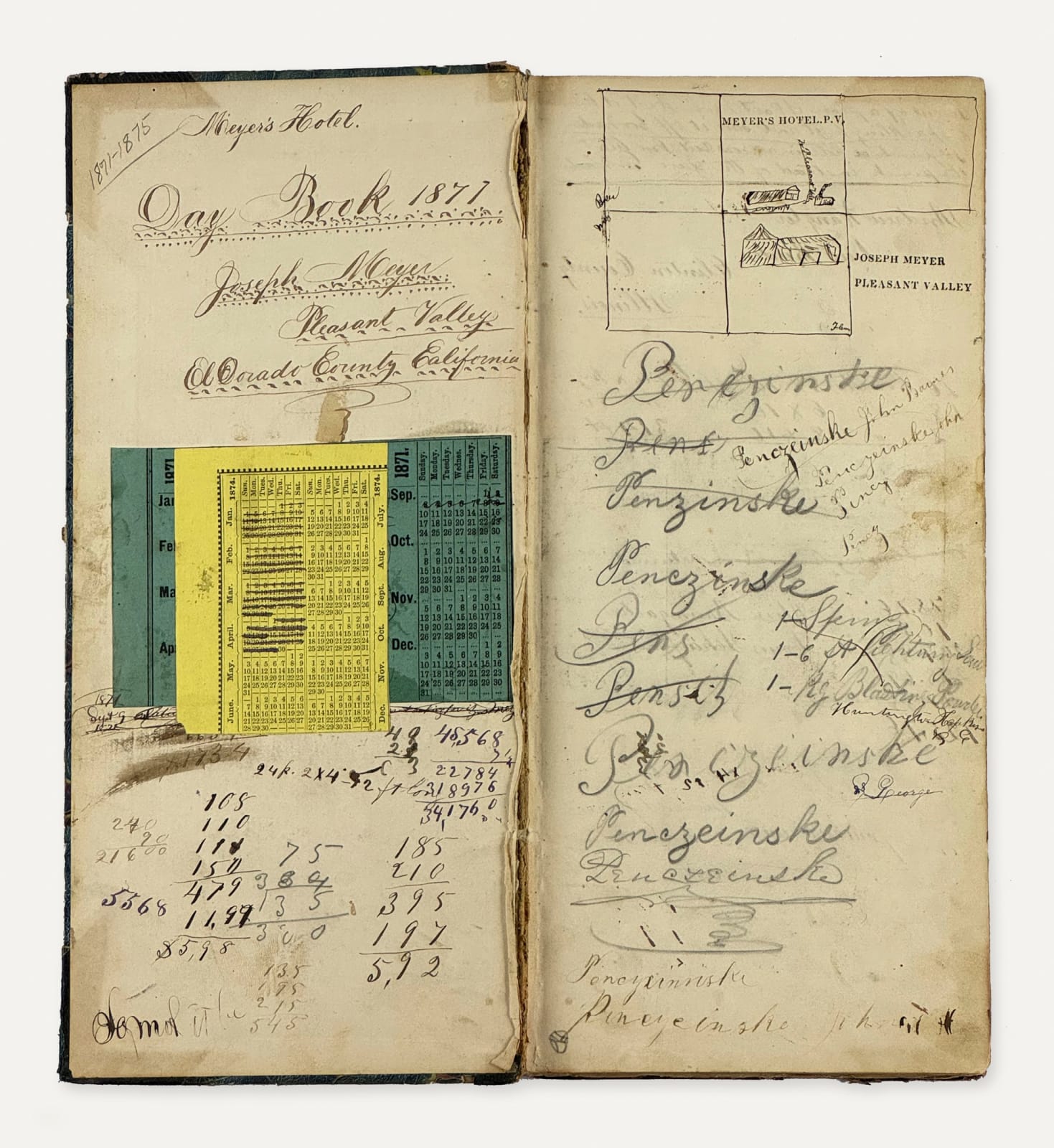 [Meyer's Hotel], Daybook of a Short-Lived, Gold-Rush Hotel in El Dorado County, CA, 1871-78