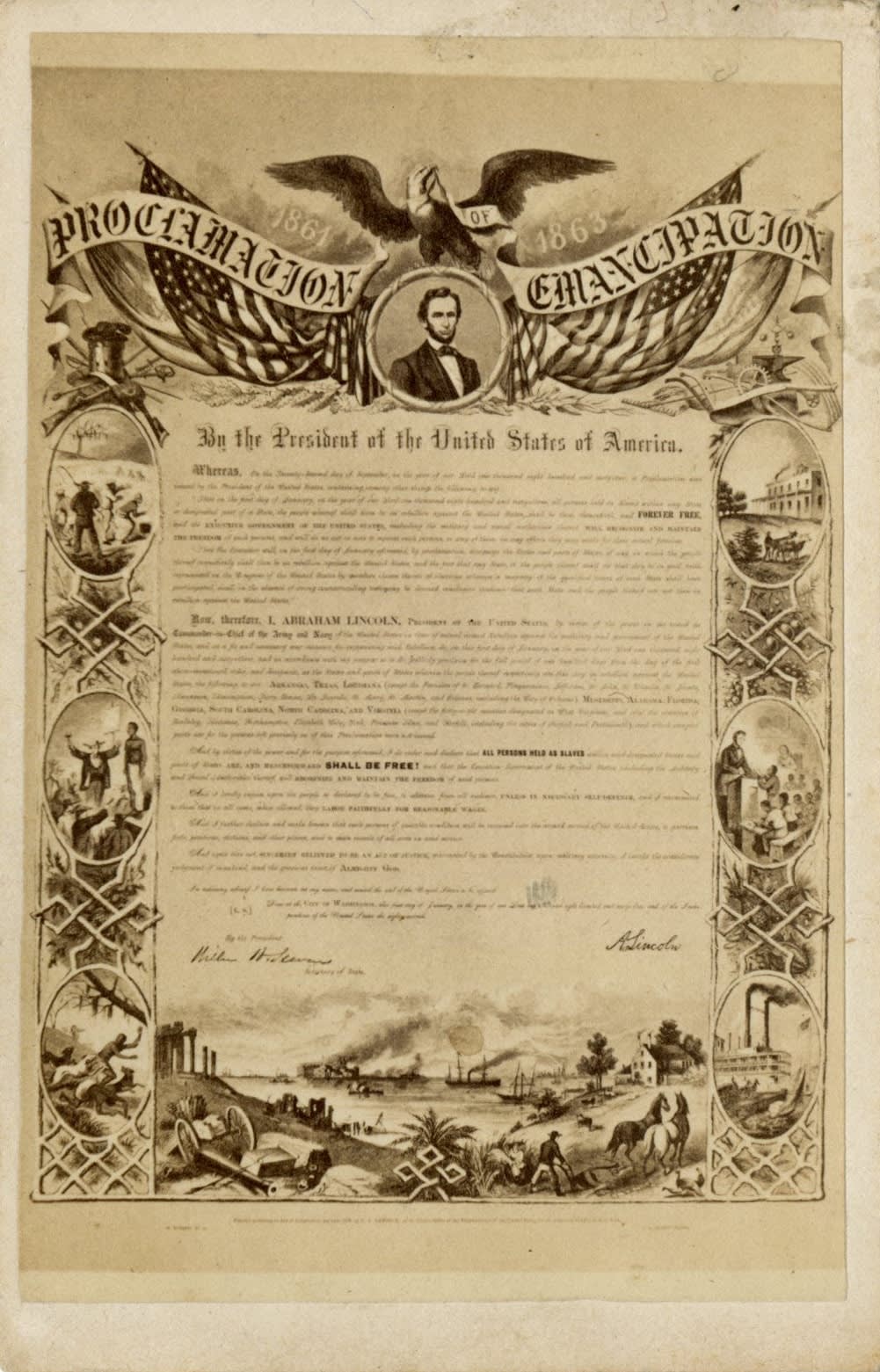 [Emancipation Proclamation], Carte-de-Visite of a Decorative Version of the Emancipation Proclamation, c. 1864
