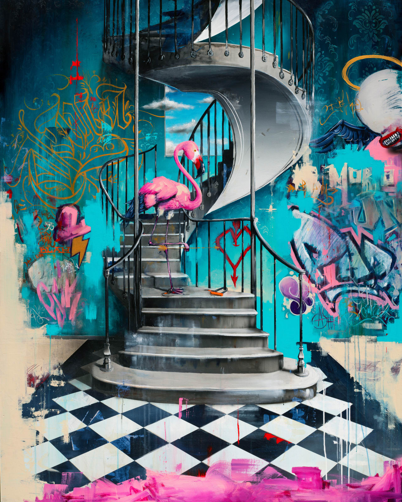 Tommy Fiendish, Flamingo on A Spiral Aluminium L