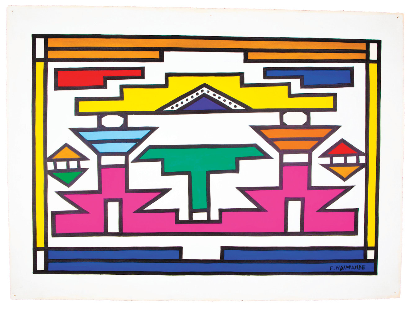 Franzina Ndimande, South Africa, Acrylic painting on paper, Duende Art Projects