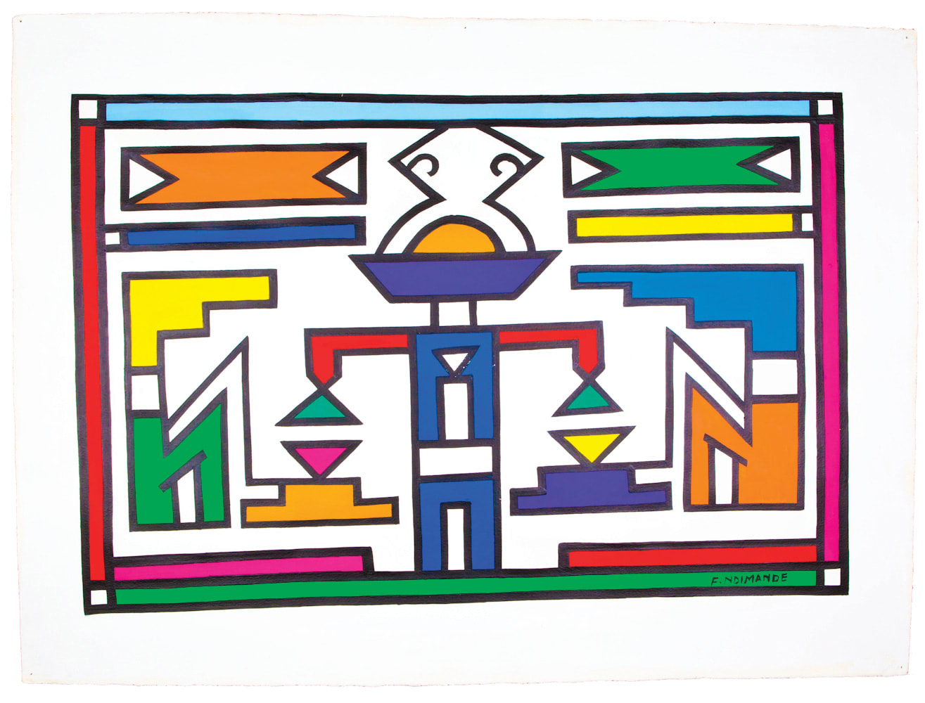 Franzina Ndimande, Untitled, 1993, Acrylic paint on paper, South Africa, Duende Art Projects