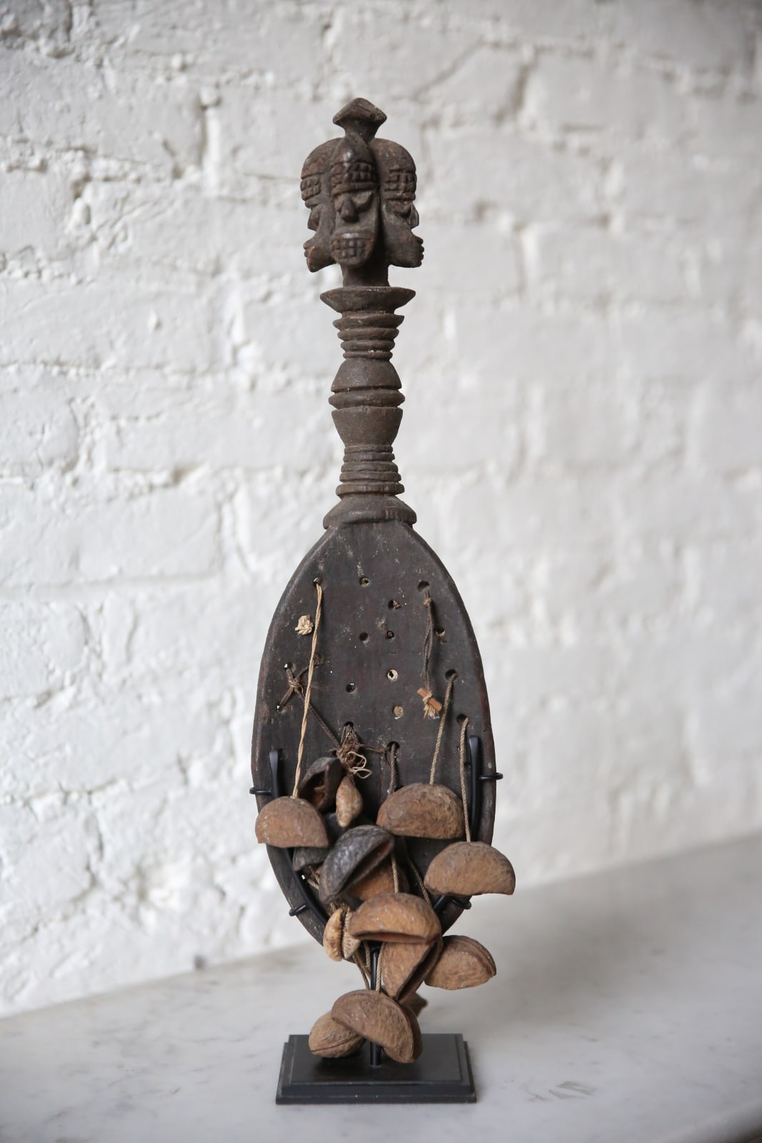 Four-headed Urhobo rattle, Nigeria