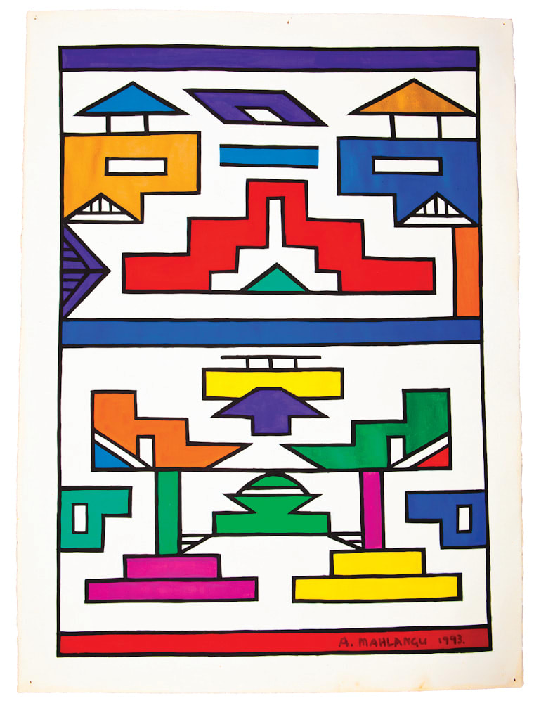 Anna Mahlangu, Untitled, 1993, Acrylic paint on paper, South Africa, Duende Art Projects