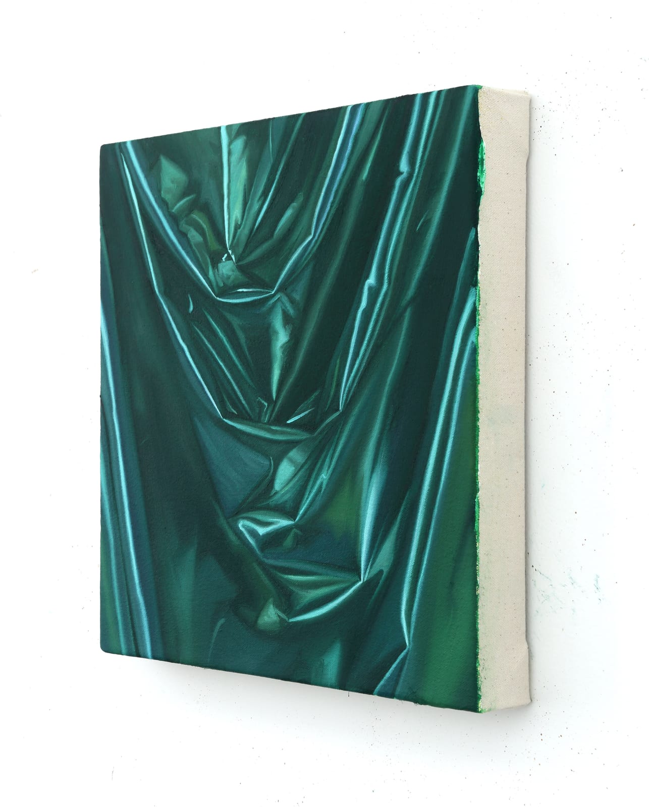 Shawn Huckins, Metallic Teal Green Fabric During Dawn Study, 2024