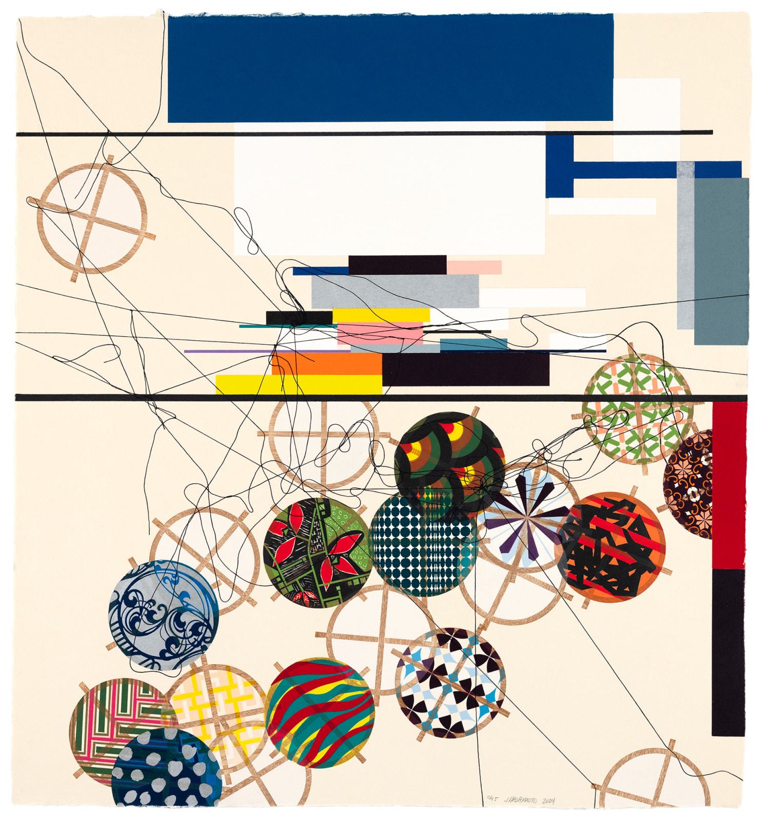 Jacob Hashimoto Durham Press Ever Fragile Balance III Series Woodblock Screenprint Edition Print