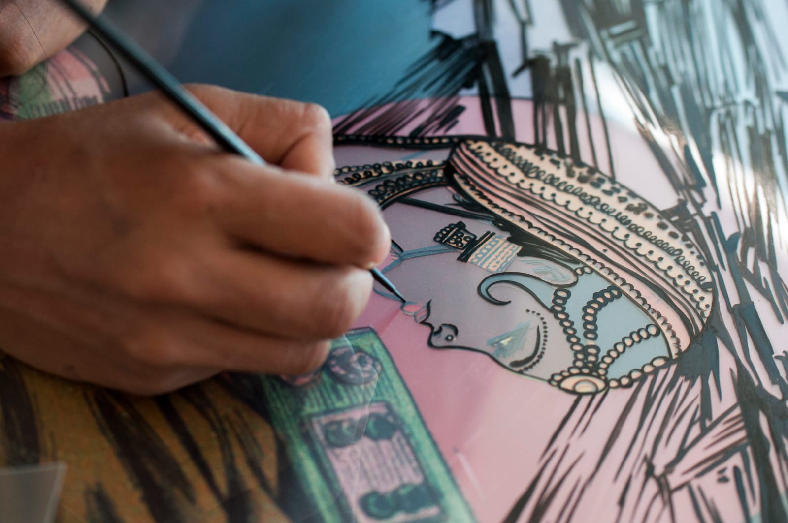 Chitra Ganesh Durham Press Architects of the Future Screenprint Limited Edition Printing in progress