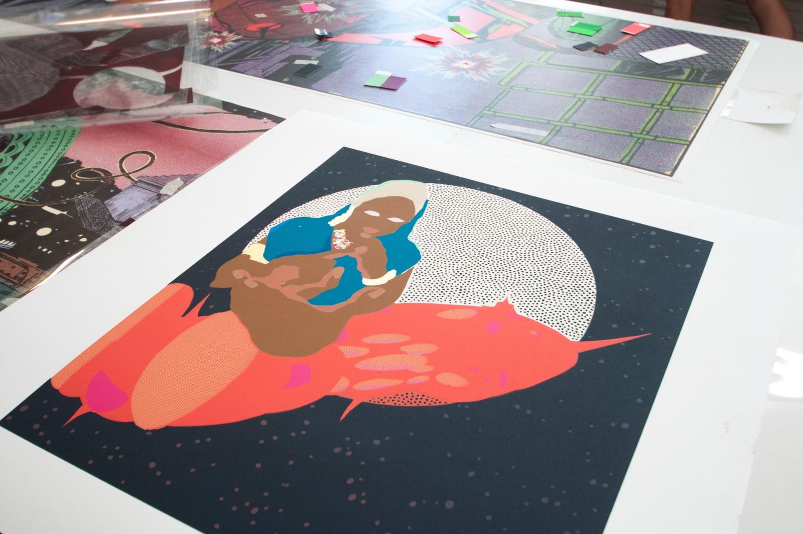 Chitra Ganesh Durham Press Architects of the Future Screenprint Limited Edition Printing in progress