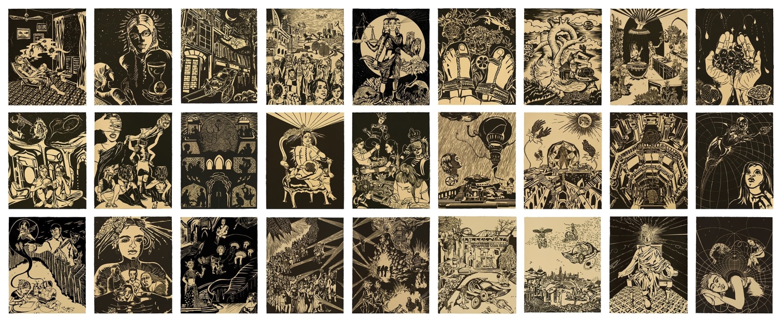 Chitra Ganesh Sultana's Dream Durham Press Linocut Edition Print