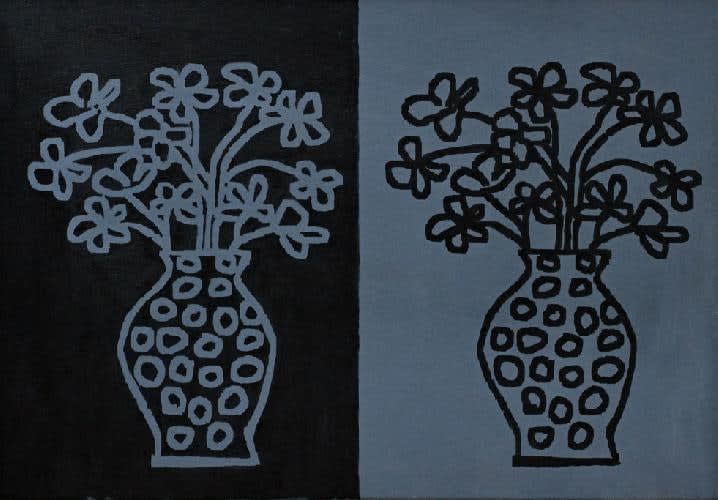 David Reeb, gray flowers, 2023