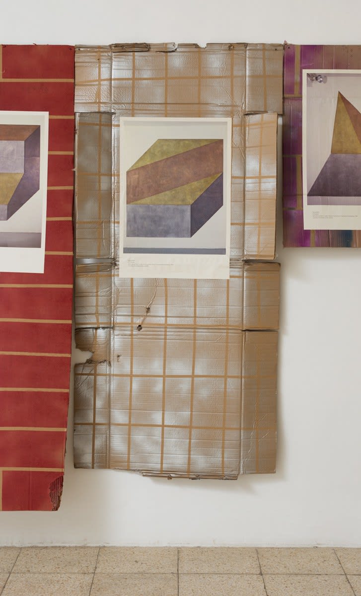 Jonathan Monk, Poster of Sol Lewitt wall painting E. Untitled pasted onto wall painting, 2015