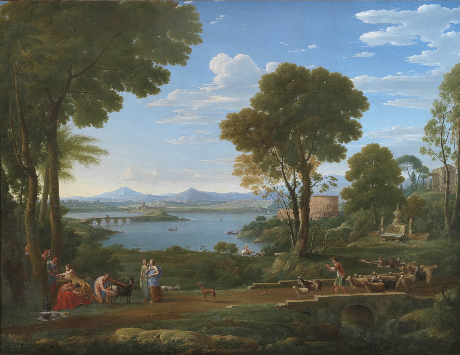 Hendrick van Lint, Landscape with the Nursing of Jupiter / The Mill, or the Wedding of Isaac