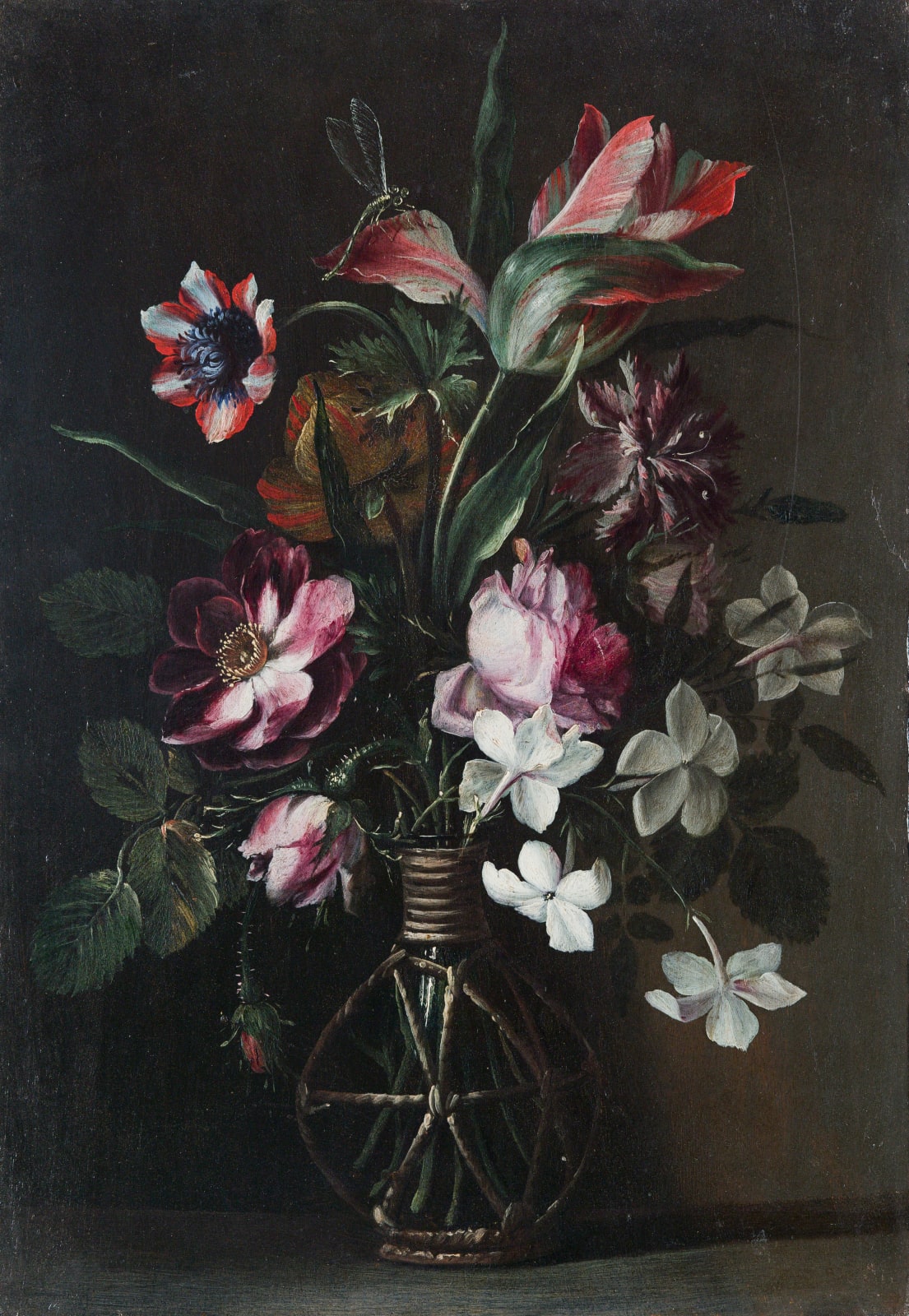 Carlo Dolci, Still Life of Flowers in a Flask, a pair