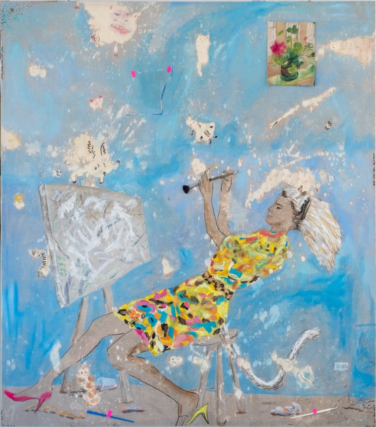 瑪莉伊士曼 Mari Eastman, 藍色畫室 / 後院 Blue Studio / Back Yard, 2018