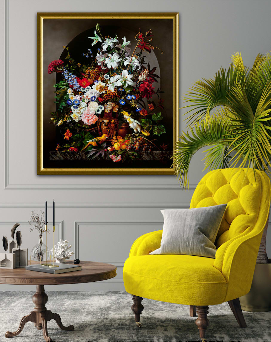 Alexey Golovin, Still life with parrots
