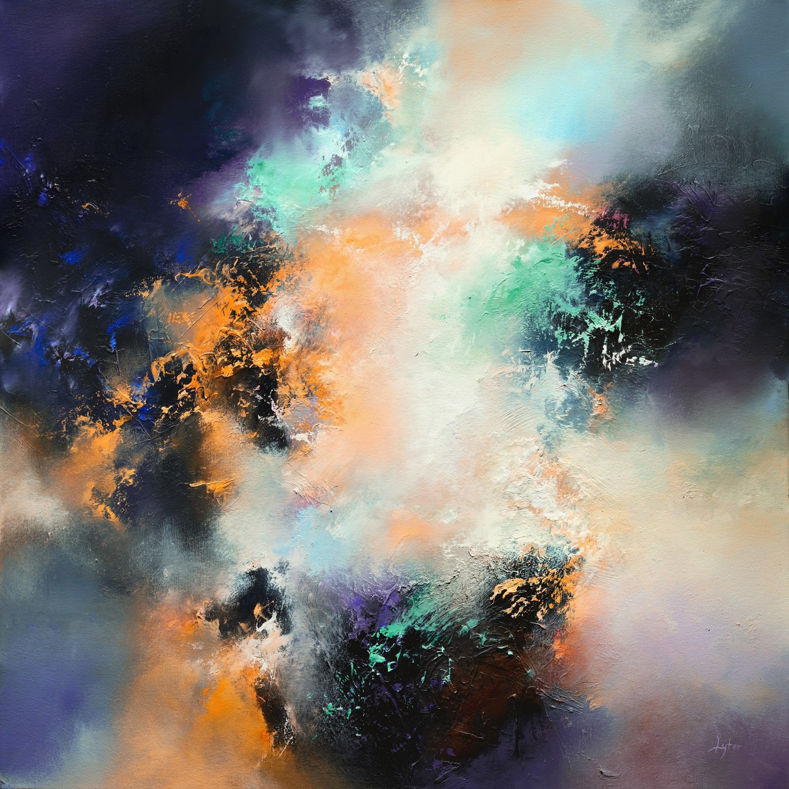 Albert Einstein, A Stubbornly Persistent Illusion, christopher, oil painting, abstract art, american artist, pennsylvania, USA, london, london art, london art gallery, artwork for sale, big artwork, colourful, purple, teal, orange, black