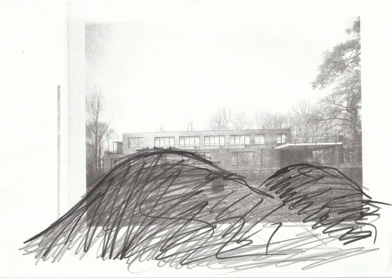 Lara Almarcegui, Rubble, Haus Lange Haus Esters, Krefeld, unrealized sketch , 2014