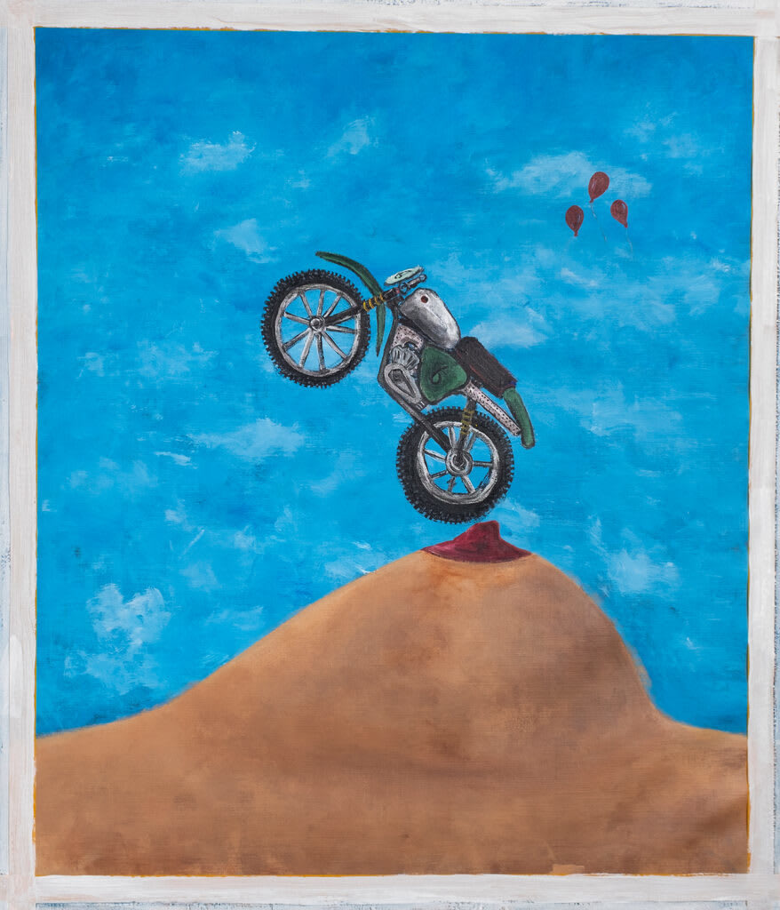 Kubilay Mert Ural, untitled (a single dirt bike on a breast), 2023