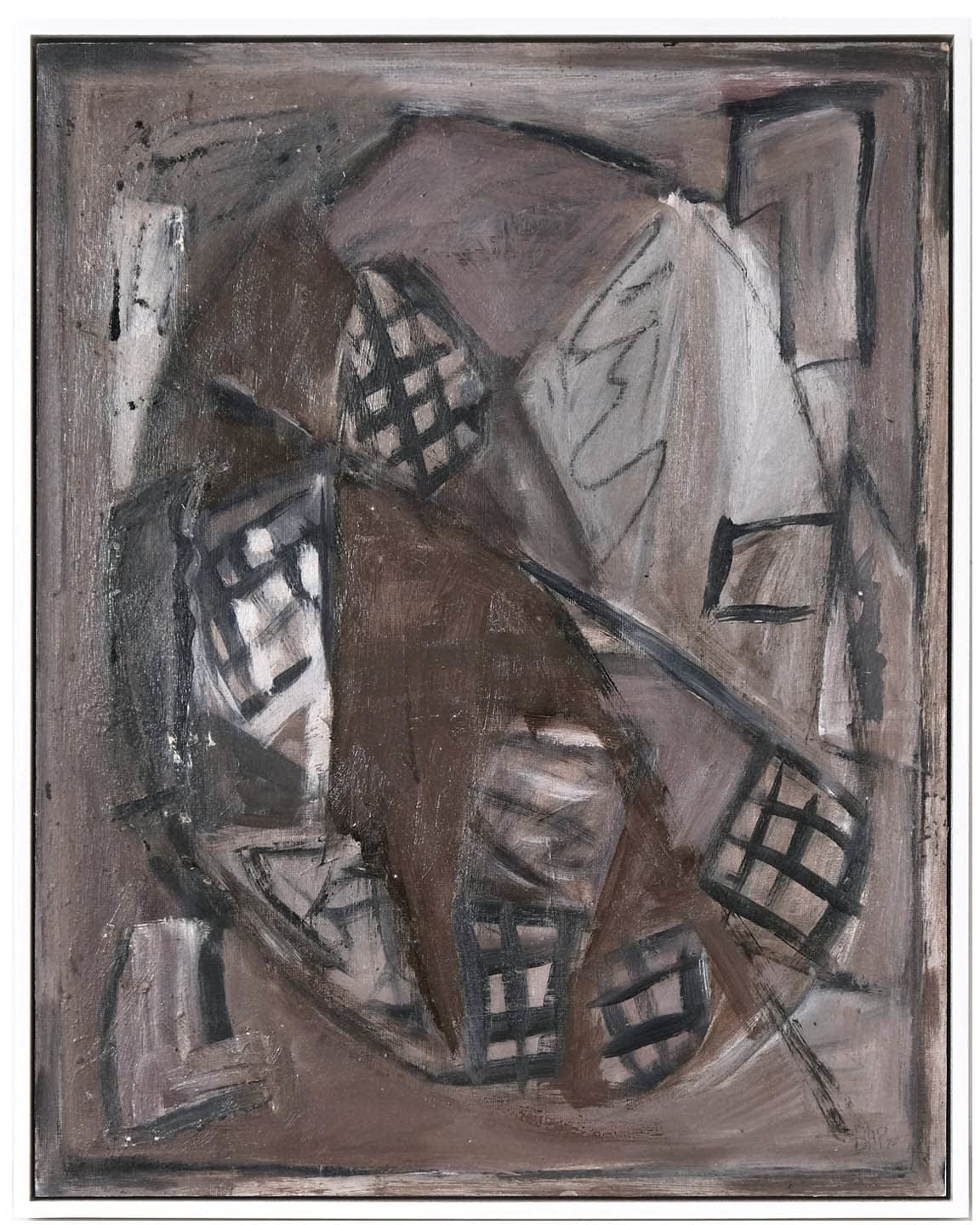 Doreen Heaton, Taupe & Black Abstract Circle