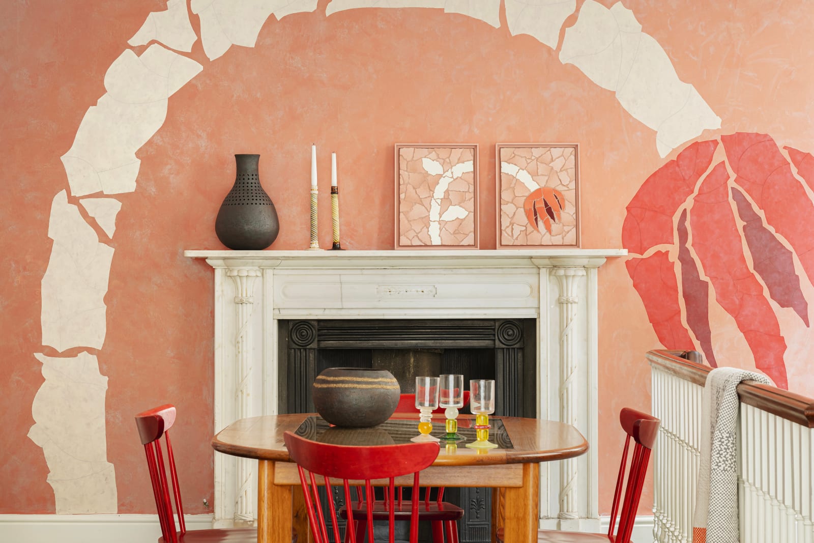 Italian, Dining Table with Woven Cane Panel