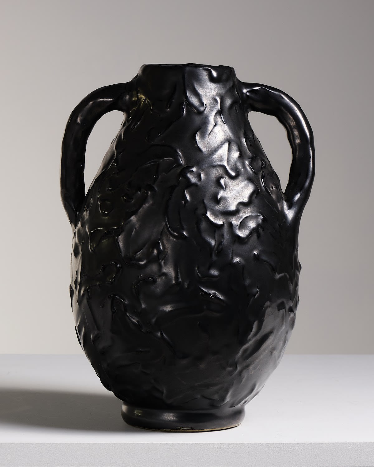 French, Group of five black pottery vessels