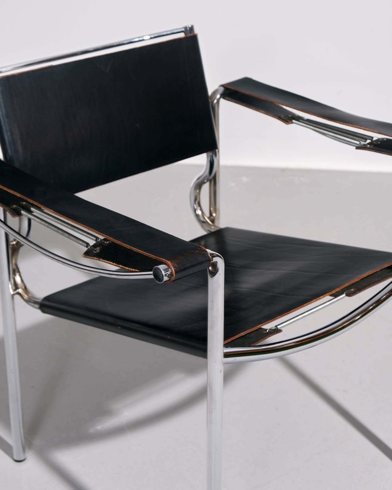 Giandomenico Belotti, 'Spaghetti' Armchair in Hide Leather and Chrome