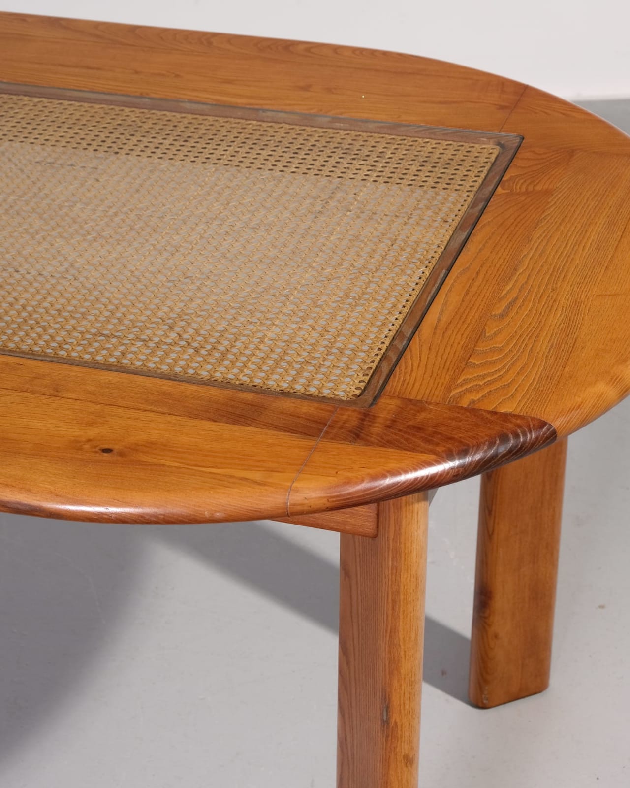 Italian, Dining Table with Woven Cane Panel