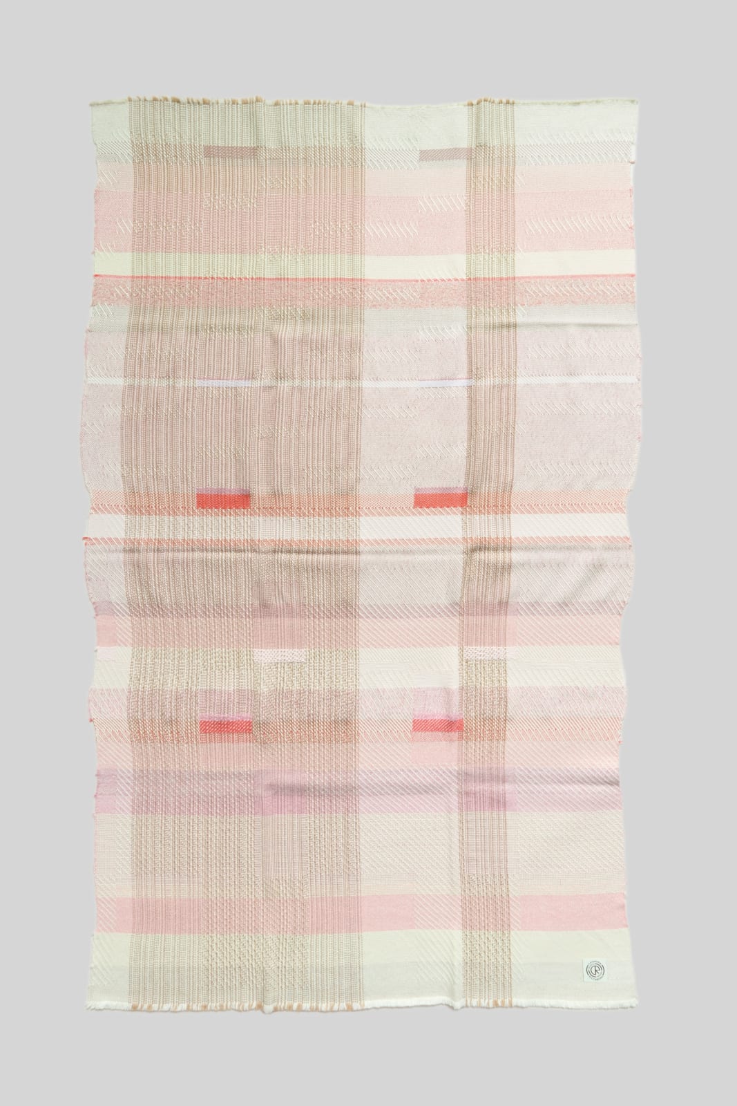 Catarina Riccabona, Handwoven Throw - Pinks with Vivid Red