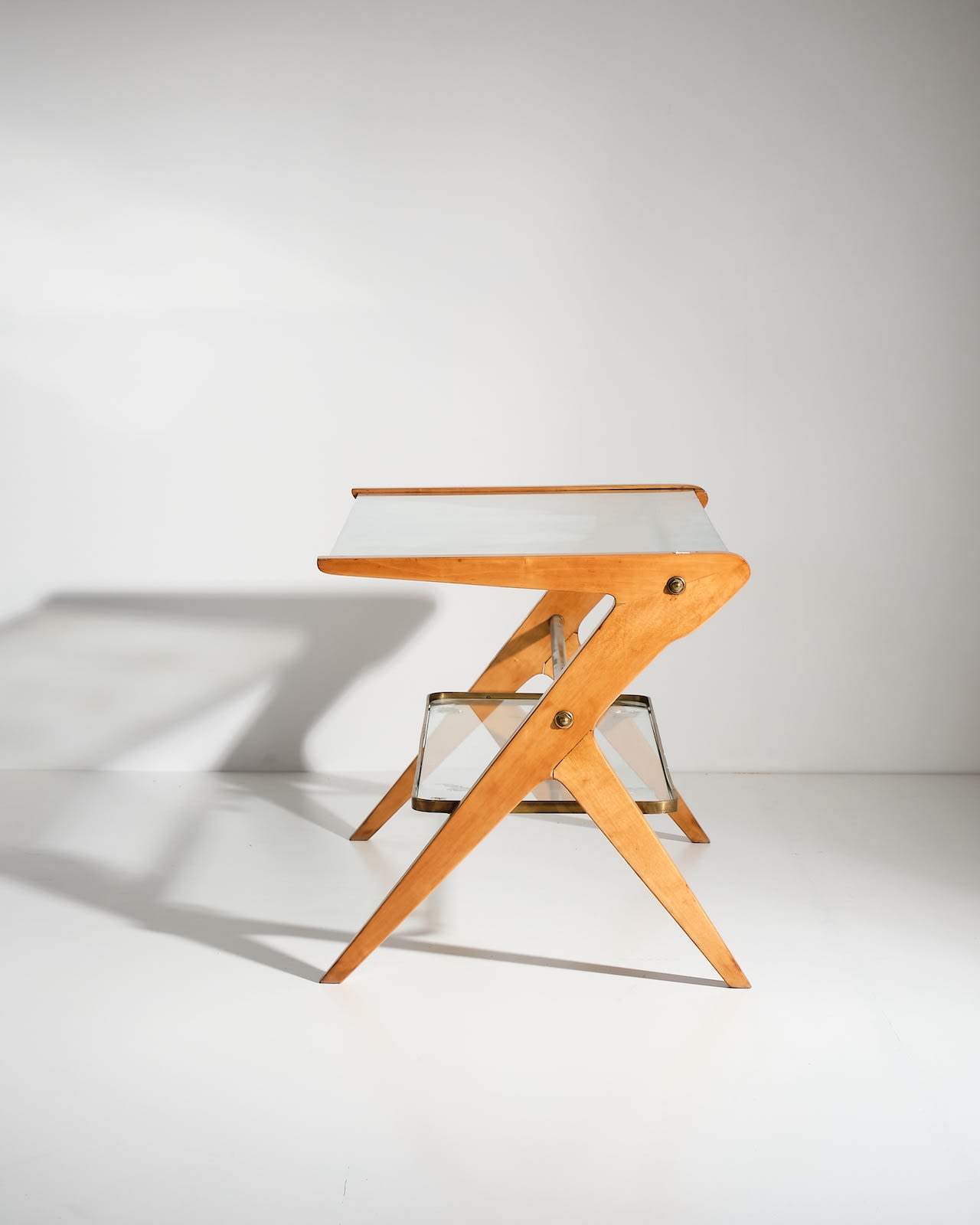 Italian, Rectangular side table with glass shelves