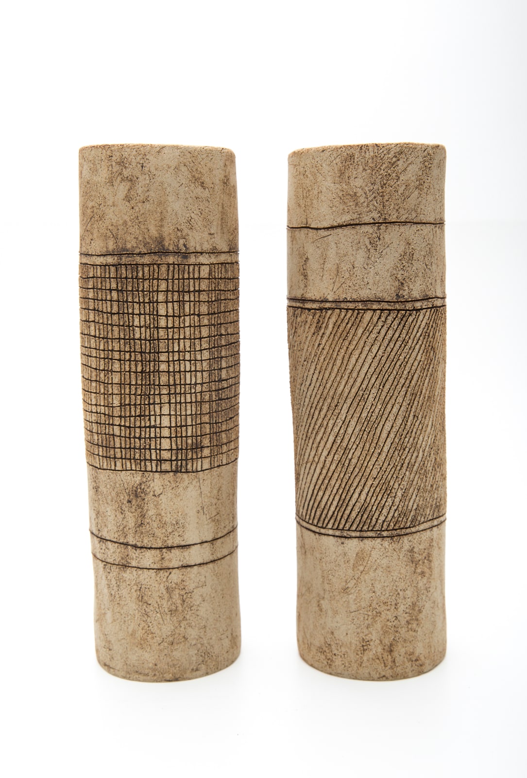 Jane Kite, Tall Vase with Crosshatch Sgraffito Detailing