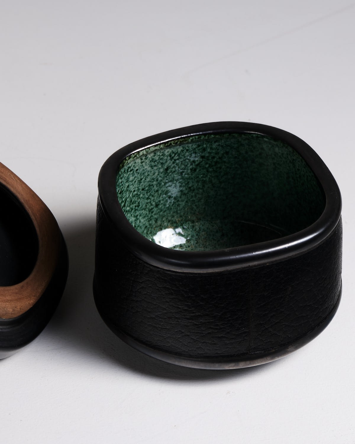 French, Group of five black pottery vessels