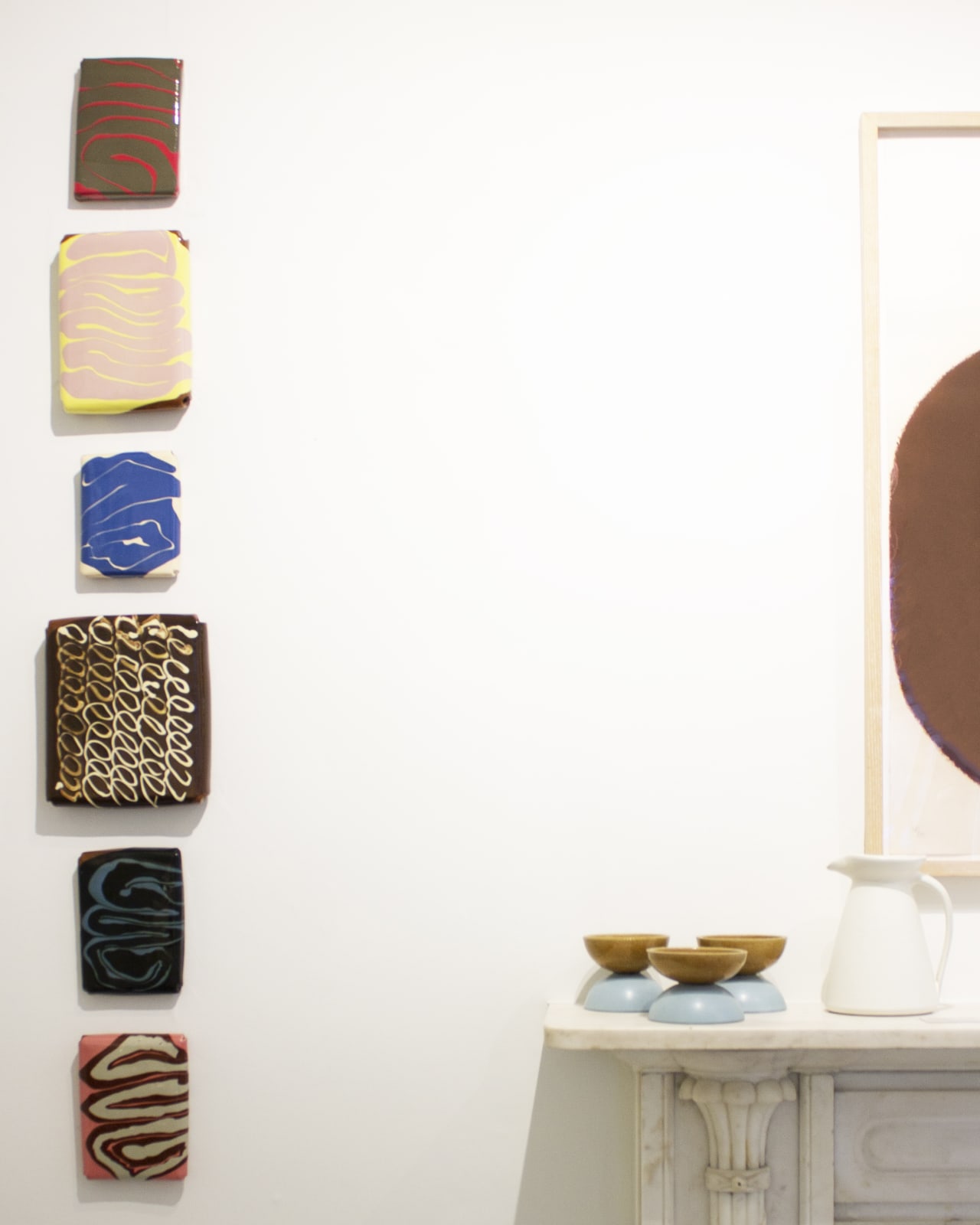 Nicola Tassie, Slip pillow slip trailing pink on yellow