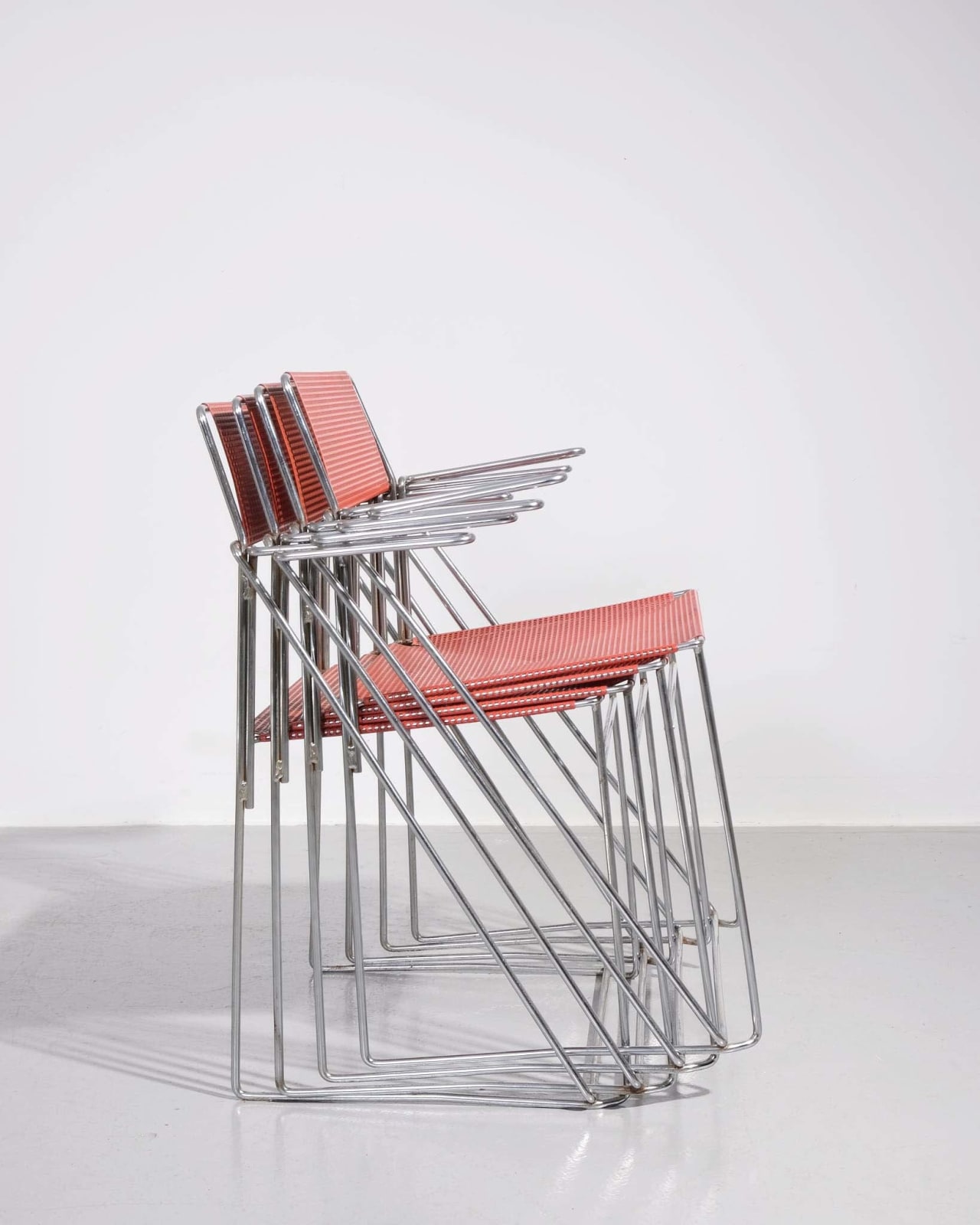 Niels Jørgen Haugesen, Set of 4 Metal Dining Chairs